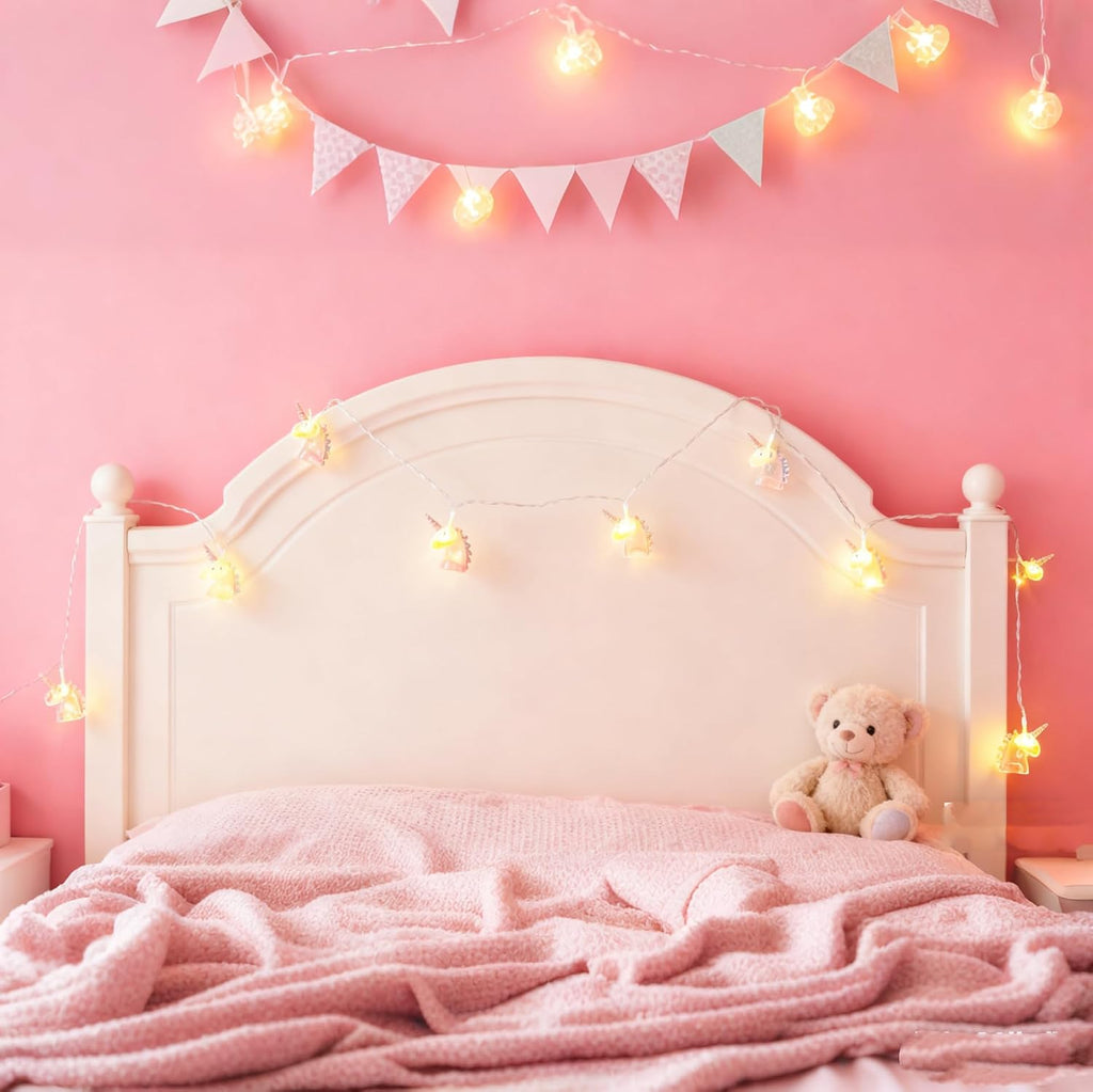 Unicorn Decor String Lights with 10 Pink Unicorn Lights for Kids Bedroom Birthday Party Playhouse Christmas Home Room Decorations