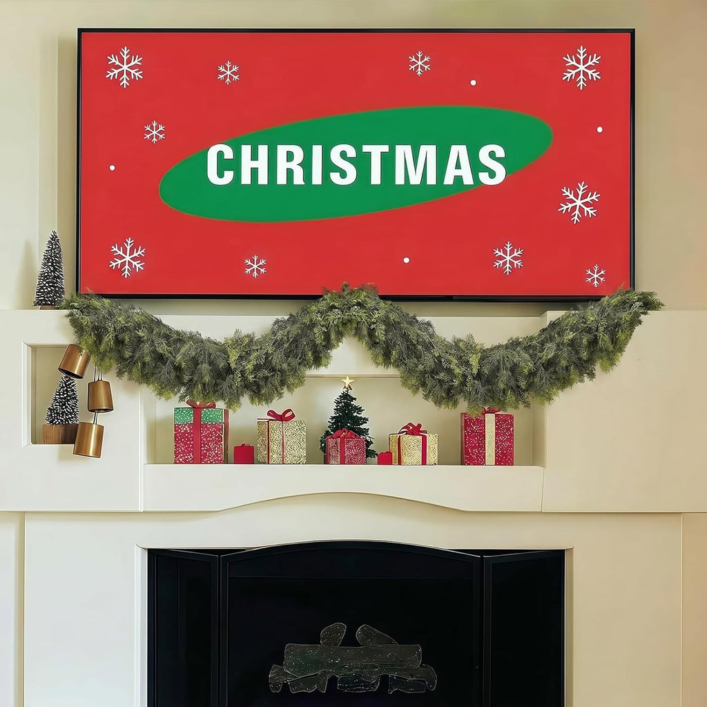 9ft christmas garland, real touch cedar garland showing dimensions