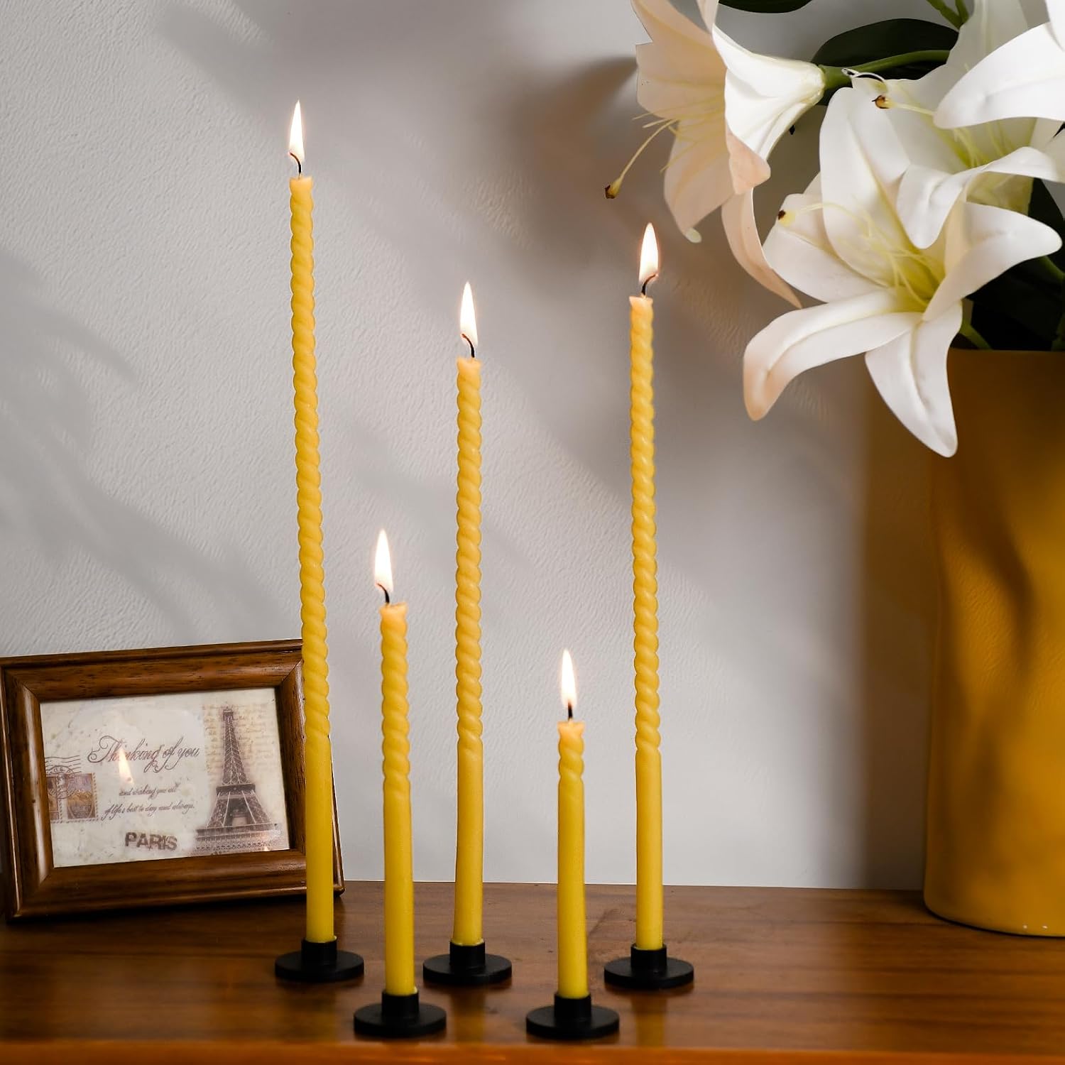 Black Iron Mini Taper Candle Holders for 1/2 Inch Candles – Small, Skinny, Thin Tapered Candle Holders for Chime, Spell, Church Candles – Set of 6