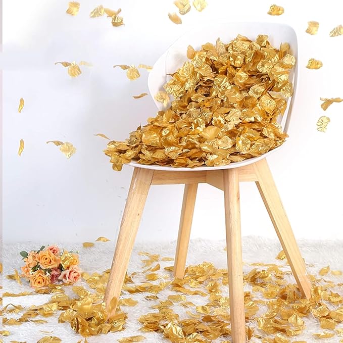 1000Pieces Rose Petals, Artificial Flower Petals Fake Rose Petals for Romantic Night,Wedding,Proposal Anniversary Flower Decorations(Gold Color)