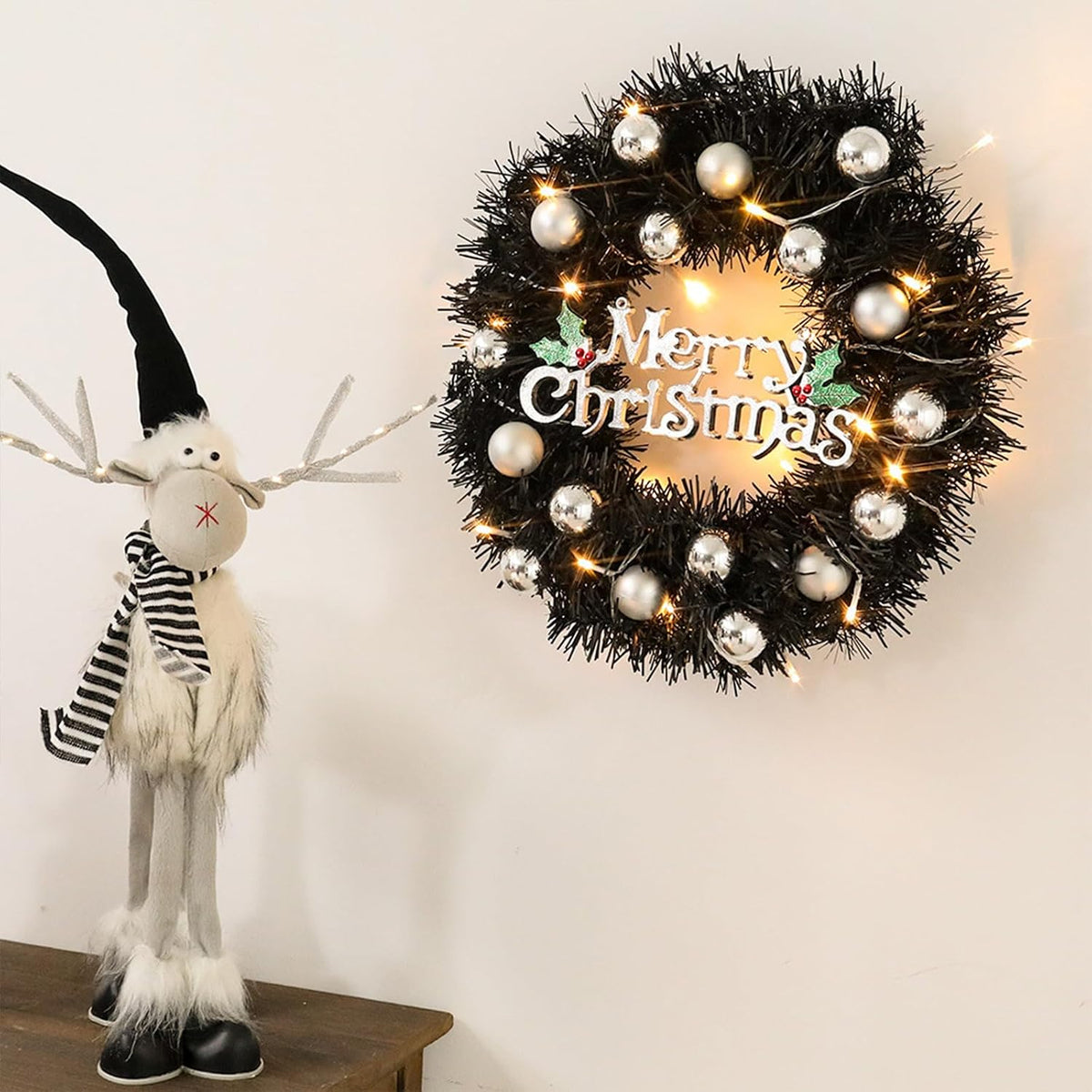 9 ft black colorado spruce artificial christmas halloween on a desk or shelf