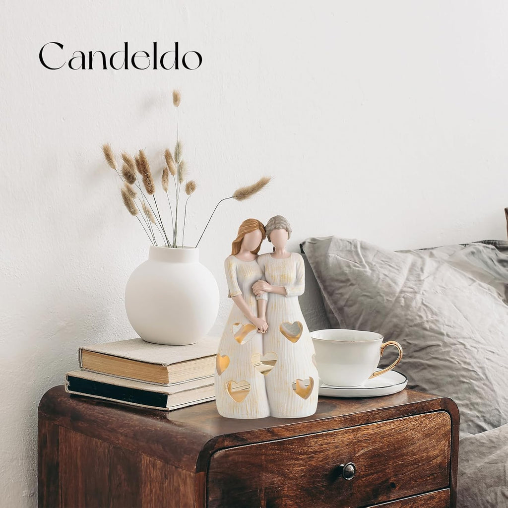 Candeldo Birthday Gifts for Mom from Daughter, Candle Holder with Tealight | Sentimental Gift Ideas, Unique Mother Daughter Figurines, Meaningful Home Decor
