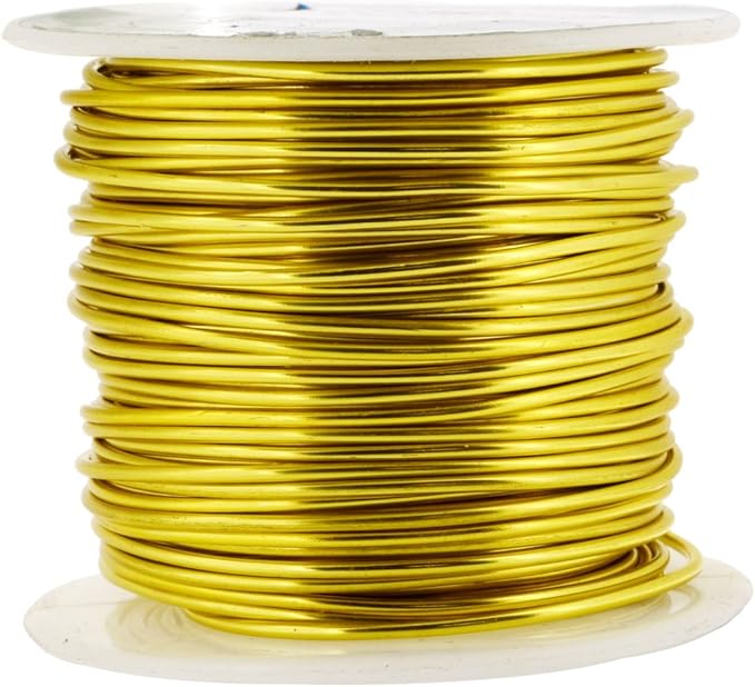 Mandala Crafts 16 Gauge Anodized Aluminum Craft Wire for Jewelry Making - 100 FT Colored Flexible Light Gold Tone Wire - Bendable for Bonsai Armature Crafting Sculpting