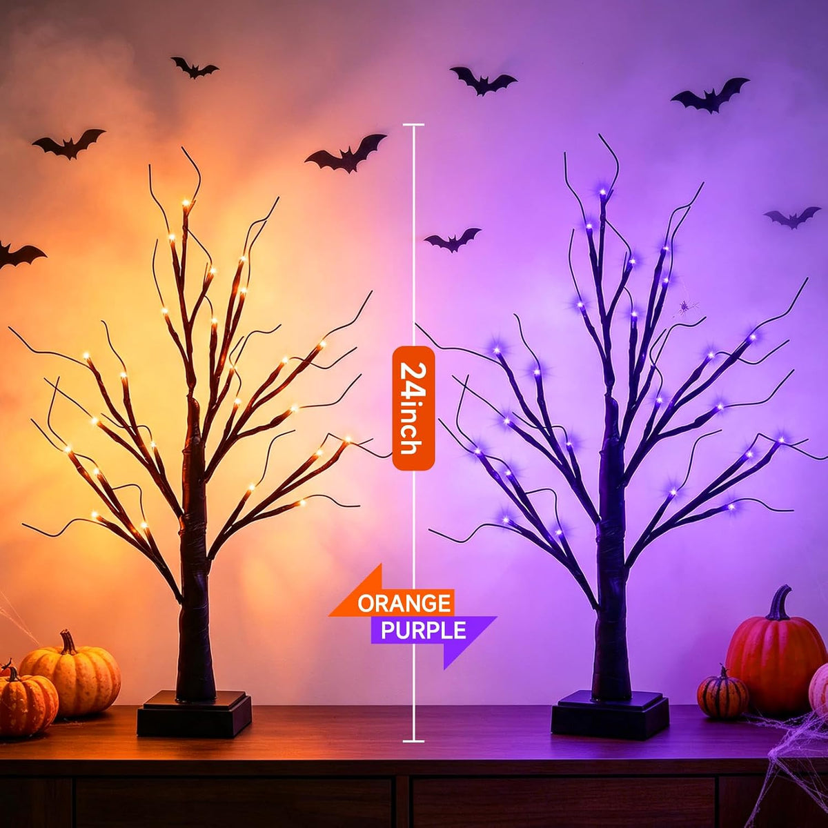 halloween decorations 2 pack 24 inch color-changing halloween, close-up detail