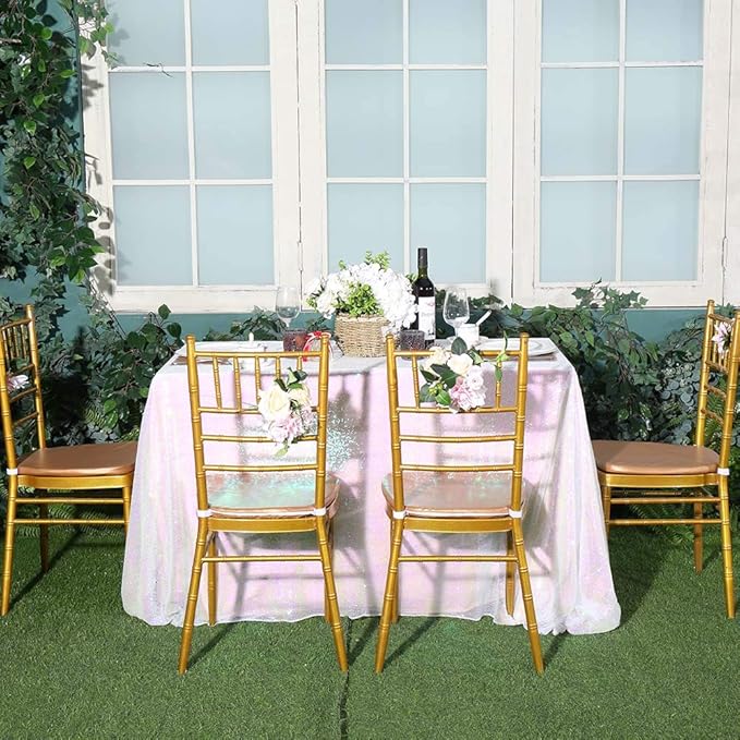 SquarePie Sequin Tablecloth 50 x 72 Inch Iridescent Sparkly Table Linen for Wedding Party