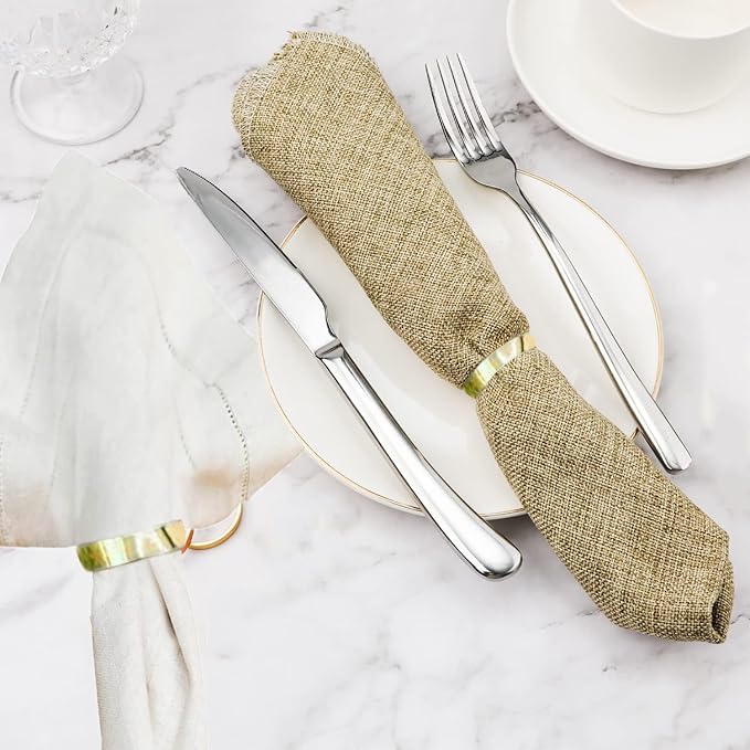 Gold Napkin Rings-10 Pcs Stainless Steel Napkin Rings,Metal Napkin Ring for Table Settings Wedding Christmas Party Dinner Table