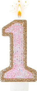 Minyu Iridescent Rhinestone Number Candles, Shimmering Sequins for Birthday Cake Decorations, Suitable for Birthdays, Anniversaries, Wedding Celebrations, and Dessert Table setups. (1, F)