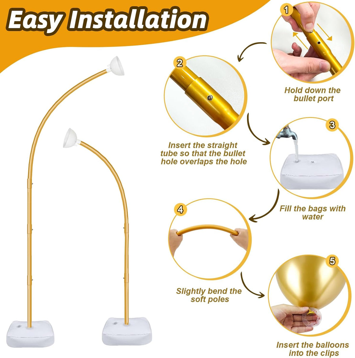 8.2ft & 6ft balloon arch kit, half arch, side view