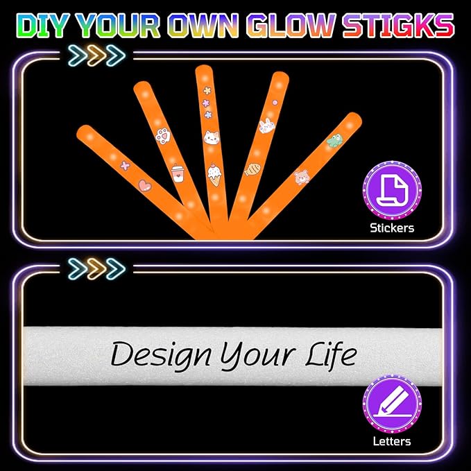 Foam Glow Sticks Bulk, 30 PCS Orange Light Up Foam Sticks 3 Modes, Glow Party Supplies for Wedding,Raves, Carnival, Concert, 4th of July, Halloween, Christmas, New Year