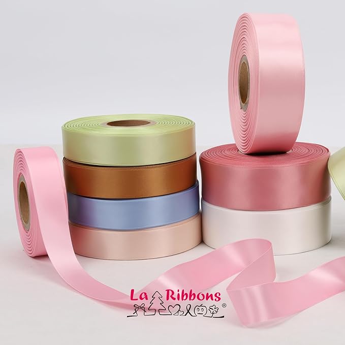 LaRibbons 3/8 Inch 25 Yard Double Faced Satin Ribbon,Red Small Satin Craft Fabric Ribbon for Gift Wrapping Floral Bouquets Wedding Party Decoration