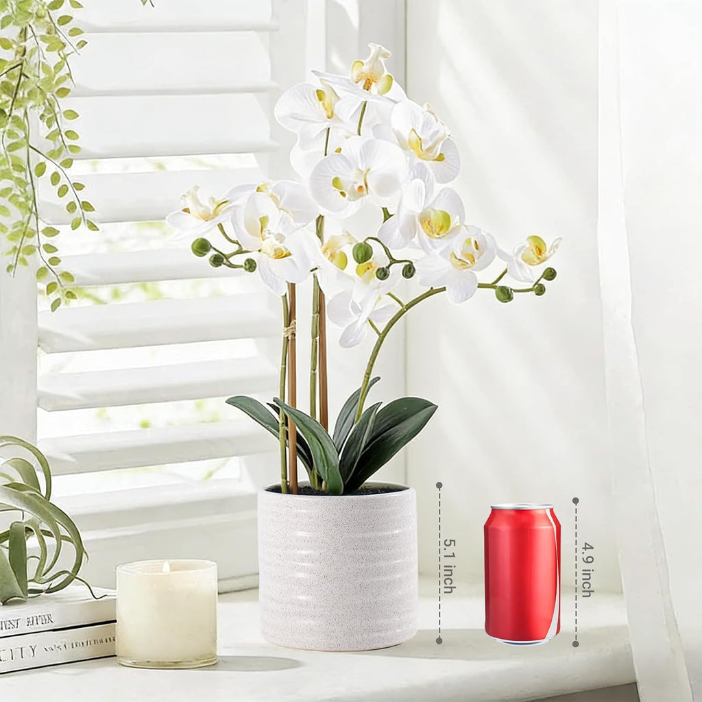 faux orchid plant 23" tall, realistic touch leaves, package contents