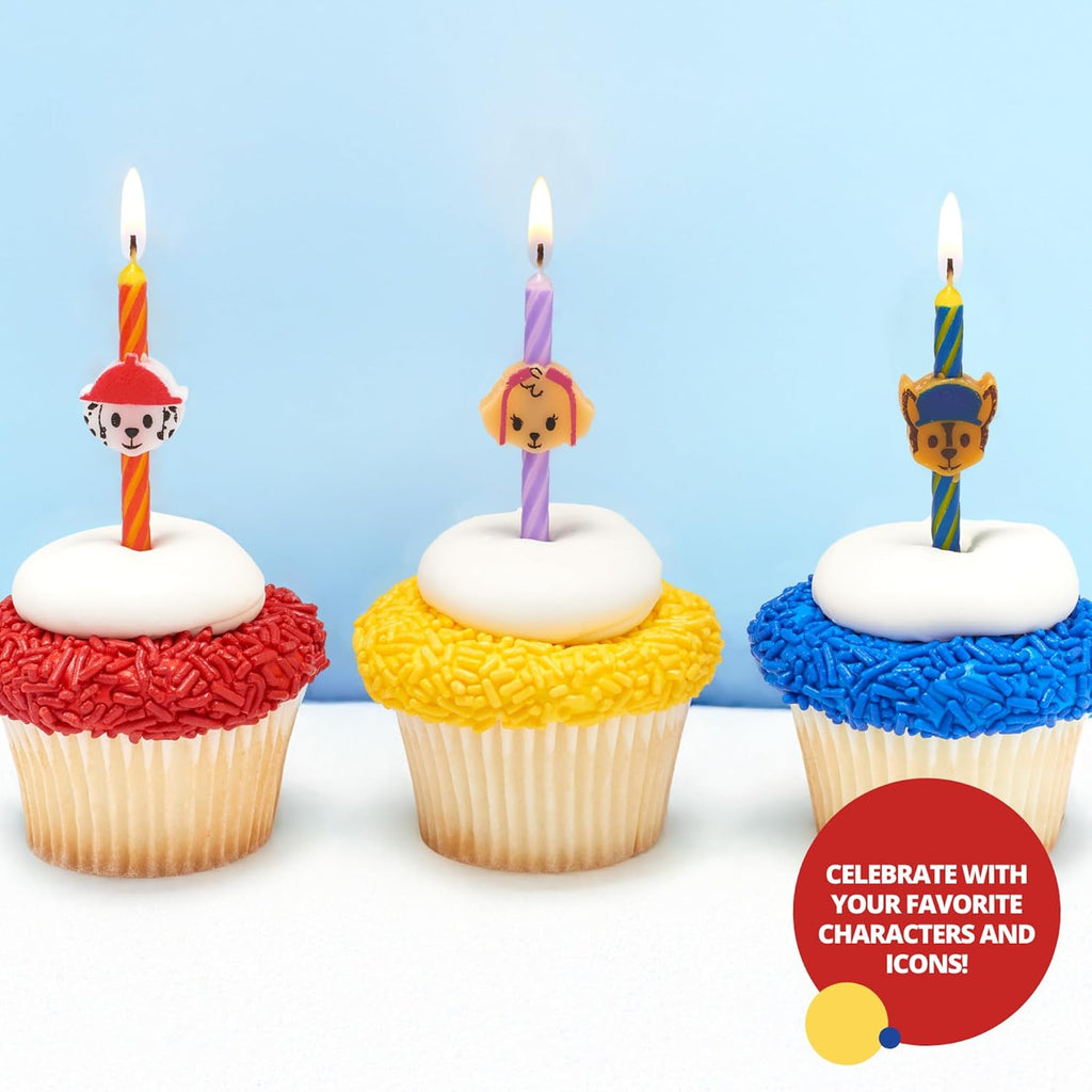 PAW Patrol Birthday Cake Candles | 6 Birthday Candles for Cake Decorations, Red, Pink, Blue Candles Featuring Chase, Marshall, Skye | Cake Toppers for PAW Patrol Party