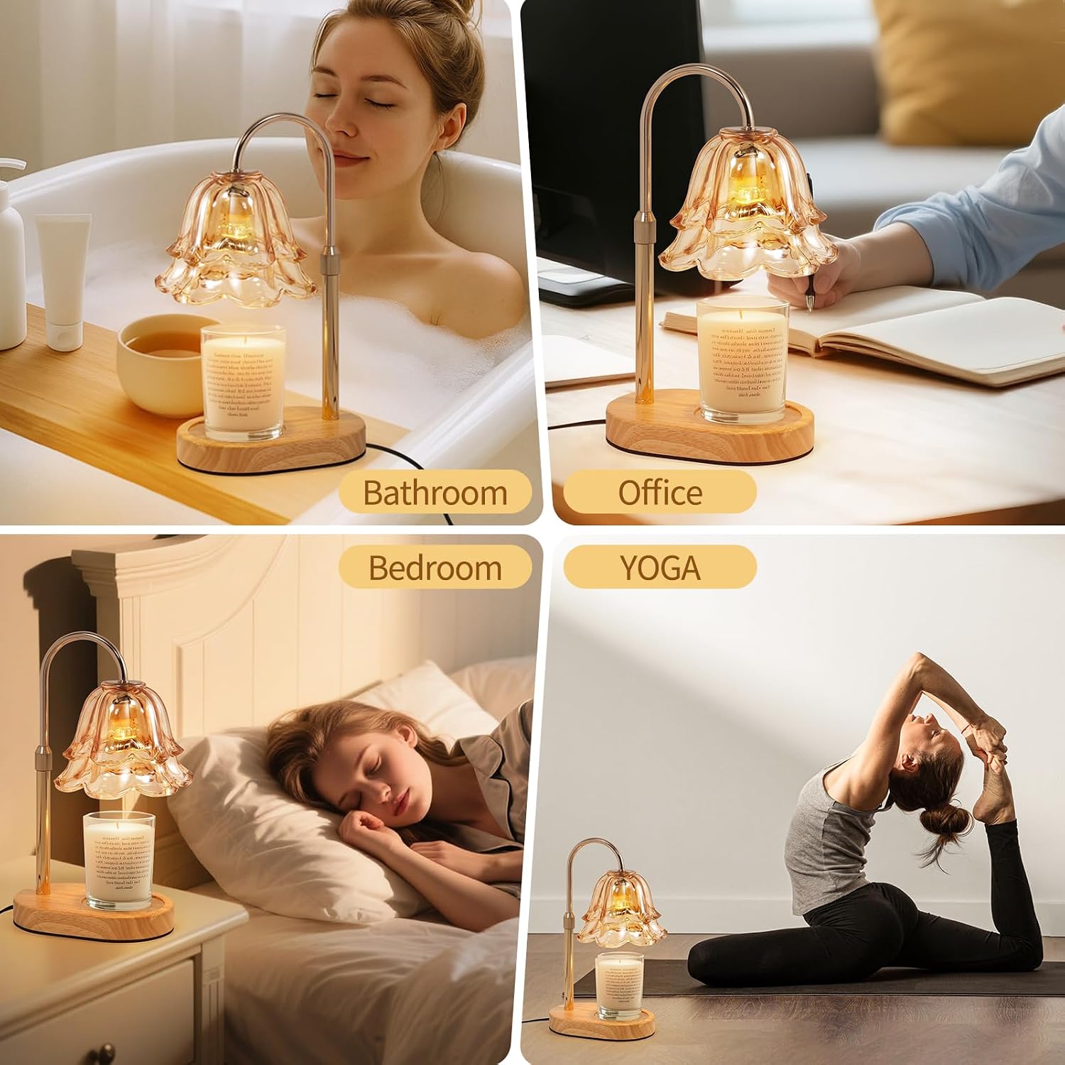 Flower Candle Warmer Lamp with Timer - Dimmable Electric Candle Lamp, Birthday Gifts for Women Mom, House Warming Gifts New Home Decor, Adjustable Wax Wamer Light for Jar Candles