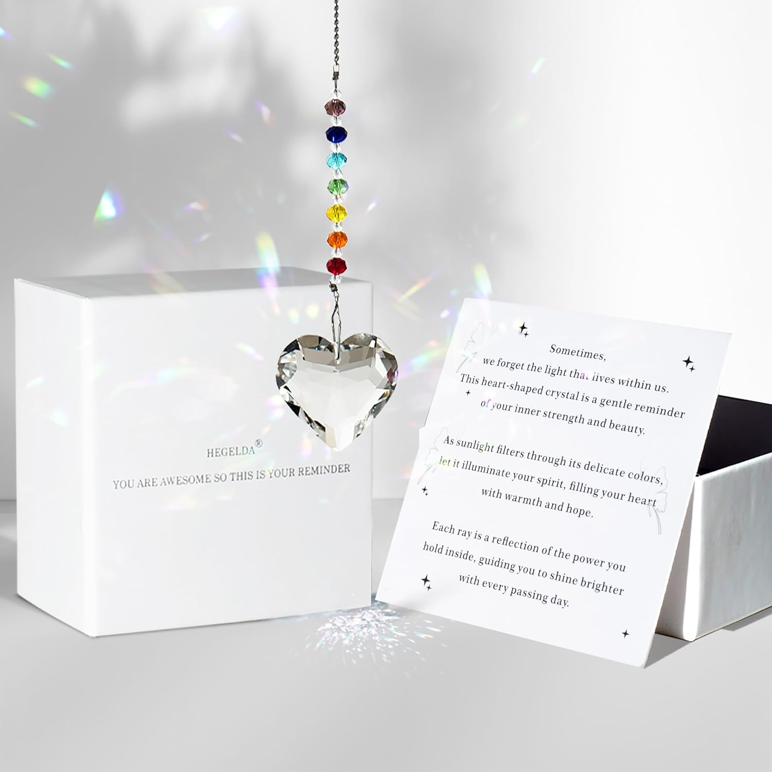 Hegelda Birthday Gifts for Women Friendship,Christmas Stocking Stuffers Gifts for Coworker Her Girlfriend Wife Mom Daughter Sister Aunt Crystal Suncatcher Ornaments Decoration