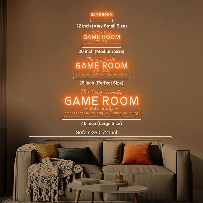 Custom Game Room Neon Sign for Wall Decor, Personalized LED Neon Name Signs, Dimmable Game Light Up Signs Customizable for Playroom Gaming Zone Man Cave Bedroom, Men Boys Gamer Birthday Gifts