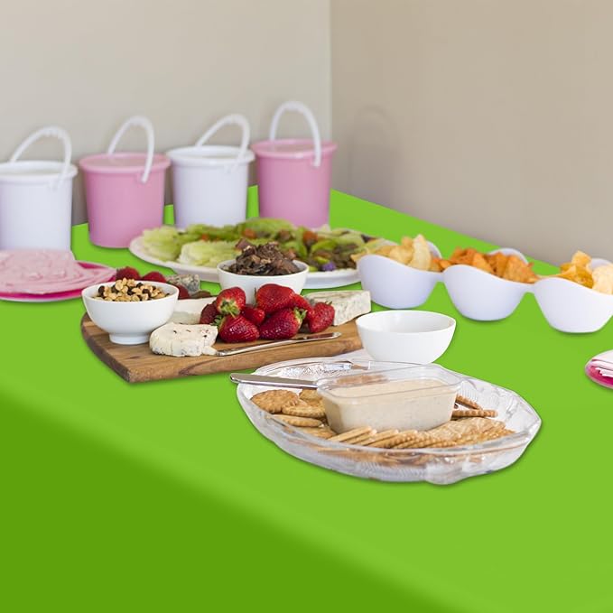 QZYL 12 PCS Bright Plastic Table Cover, 54 X 108 in Rectangle Disposable Table Cloth for Picnic, Light Green Plastic Tablecloth for Parties Weddings Graduation Birthday
