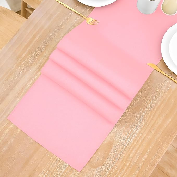 2 Pack Pink Table Runner 12 x 60 Inch Solid Color Farmhouse Runners Coffee Table Dresser for Daily Party Home Decoration