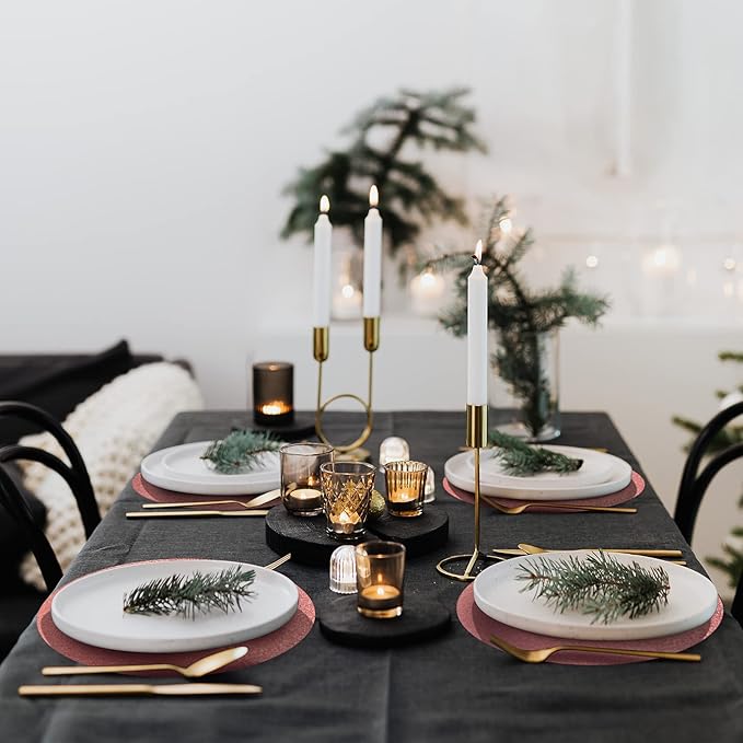 50 Pieces Rose Gold Glitter Paper Place Mats Sparkle 14'' Round Disposable Table Mats Rose Golden Doilies Decorative Placemats for Wedding Banquet Party Home Dining Table Decor