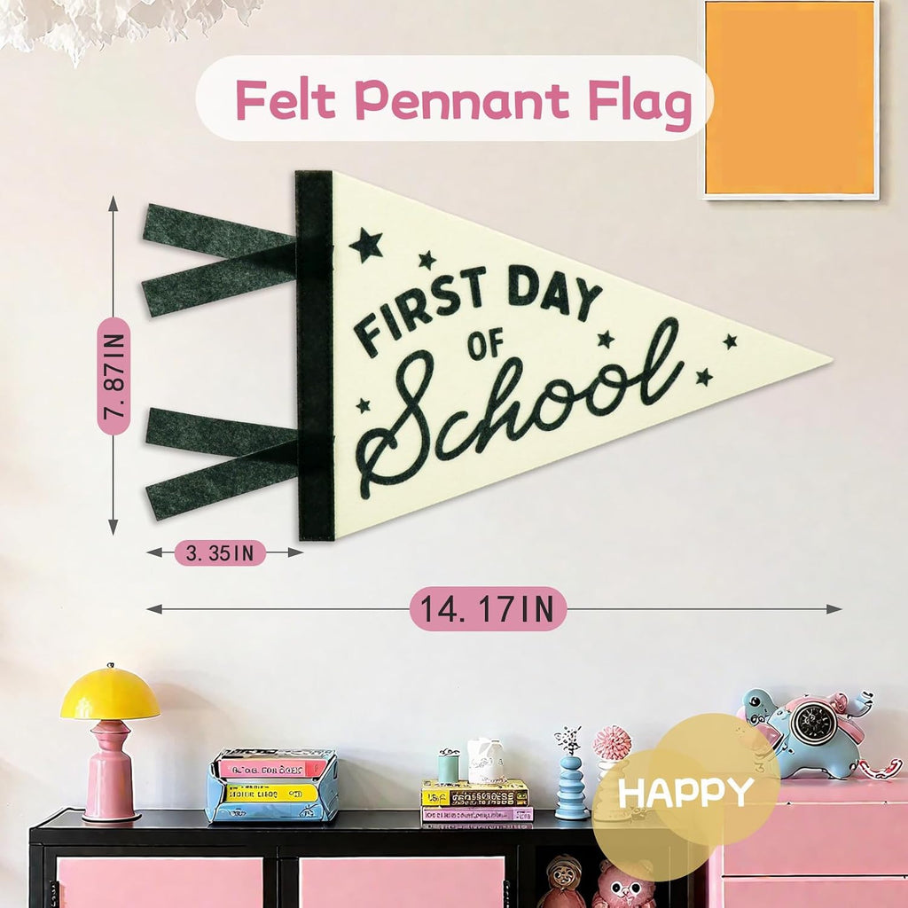 Baby Boy Nursery Decor, First Day of School Banner Sign for Kids Boys Room Decor Flags, Wall Penants Preppy Navy Blue Wall Hanging Decor for Kids Toddler Boys Nursery Bedroom Room Playroom