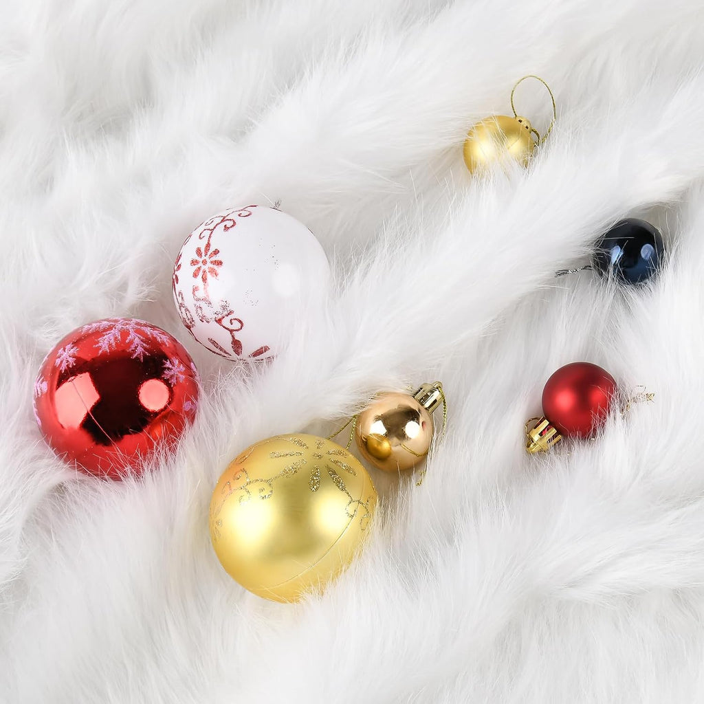 Christmas Tree Skirt 60 Inches, White Tree Skirts Xmas Faux Rabbit Fur Tree Skirts Christmas Decorations for Holiday Christmas Party Home Decorations