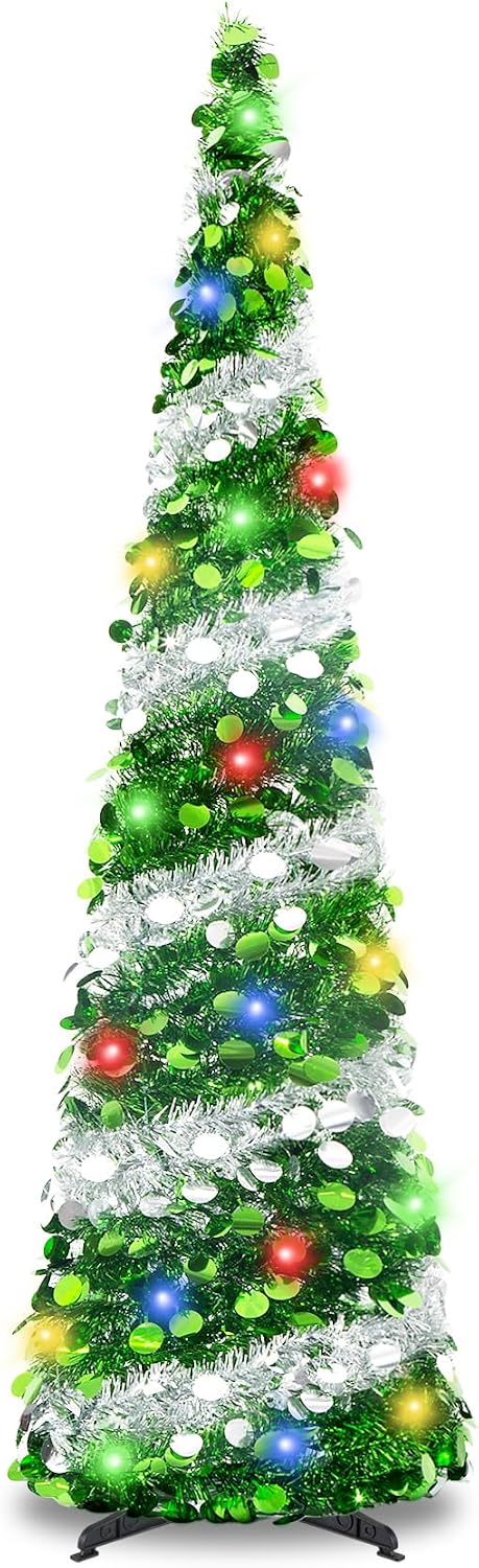 5ft pop up christmas tree with lights, collapsible, main product view