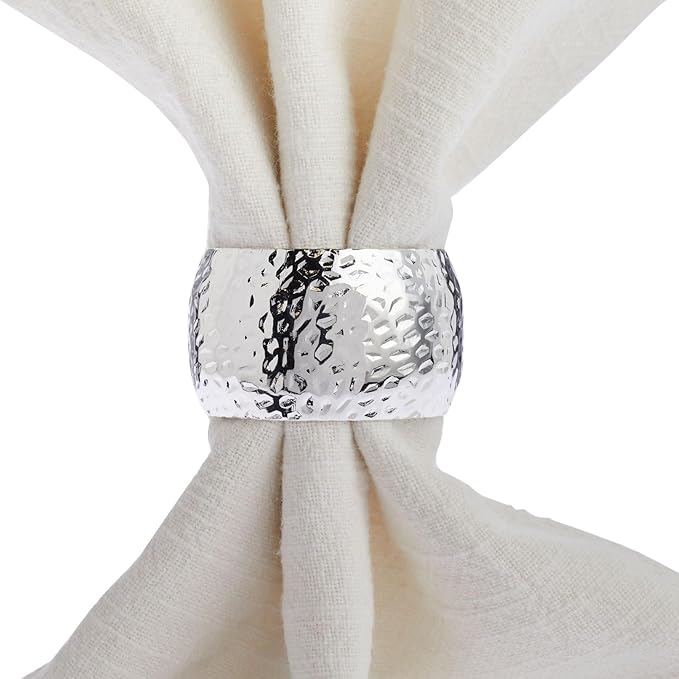 Farmlyn Creek Silver Napkin Rings Set of 12-1.8 in Round Polished Zinc, Bulk Napkin Ring Holders for Cloth & Paper - Table Decor for Weddings & Parties