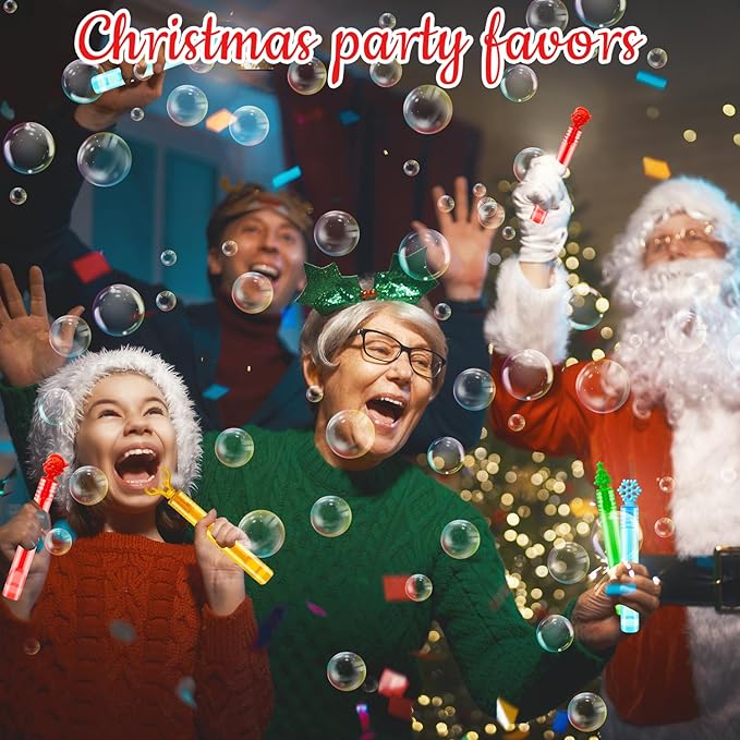 Christmas Toys Gifts Bulk for Students,Small Mini Bubble Wands Toys 64 Pack,Christmas Party Favors Supplies for Kids,Goodie Bags Stocking Stuffers School Classroom Treats Prizes for Toddler Boys Girls