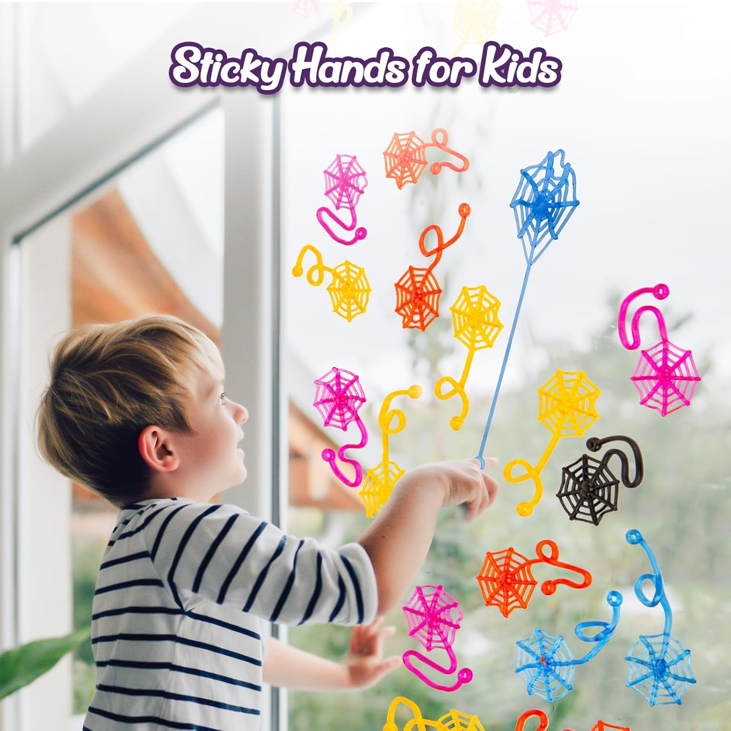 30 Pcs Sticky Spider Web Sticky Hands for Kids Bulk Halloween Party Favors Decorations,Spider Webs for Classroom Prizes,Back to School Goodie Bags Stuffers Pinata Stuffers for Boys Girl
