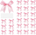 50 Pcs Twist Tie Bows Satin Ribbon Bow 3.3 Inch Gift Wrap Bow Craft Bows for Gift Wrapping, Party Decorations Gifts Bag DIY Treat Bags Light Pink