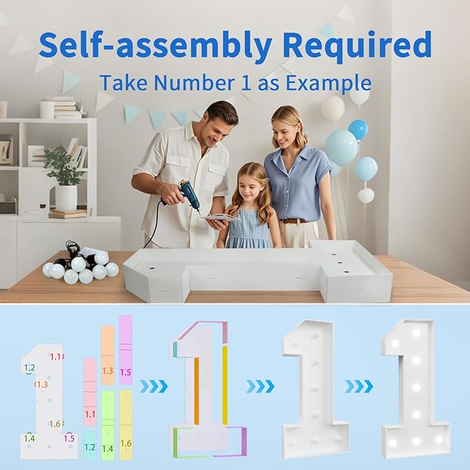 imprsv Marquee Numbers Large 37th-Birthday Decorations: 4ft Light Up Number Party Decor 37 Year Old 73rd Birthday Decoration Backdrop 73 Anniversary Cardboard Big Mosaic Balloon Frame Number 37