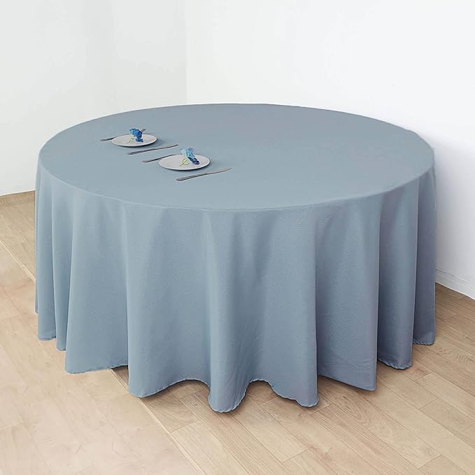 Efavormart Round Tablecloth, 120 Inch Stain & Wrinkle Resistant Washable Table Cloth, Decorative Polyester Fabric Table Cover for Banquet, Wedding, Dining - Dusty Blue