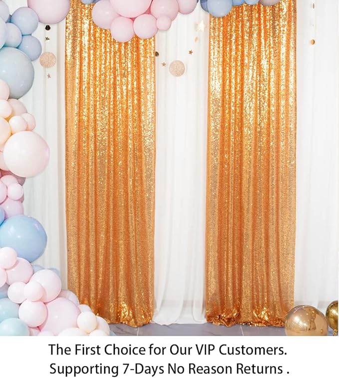 ShinyBeauty Sequin Backdrop Curtains 4 Panels Gold 2FTx8FT Gold Sequin Backdrop Sequin Fabric Photo Backdrop Curtains Gold Glitter Curtains for Party Baby Shower Backdrop Backgrounds
