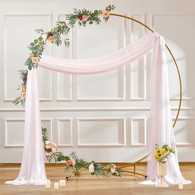 30" x 20Ft Wedding Arch Draping Fabric, 1 Panel Blush Sheer Curtain Drapes Extra Wide & Long Backdrop Curtains for Wedding Arch Ceremony Birthday Party Decorations