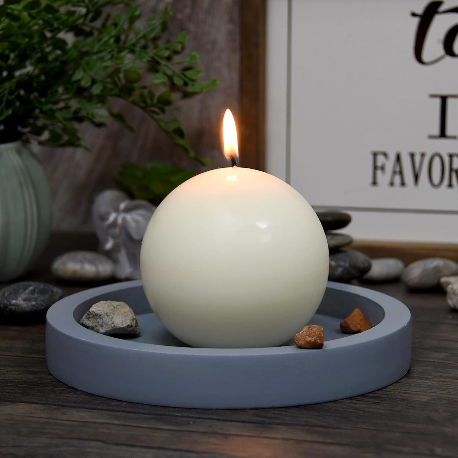 4 Inch Pale Ivory Ball Candles