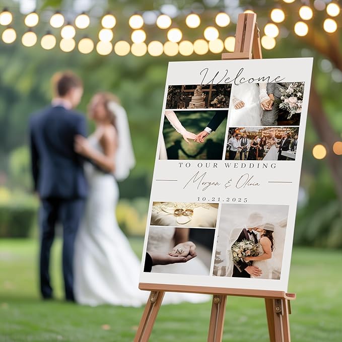 Personalized Wedding Welcome Sign with Photo, Custom Bride & Groom Decor Corrugated Plastic H Stake, Small to Medium Size, Welcome To Our Wedding Sign for Ceremony and Reception