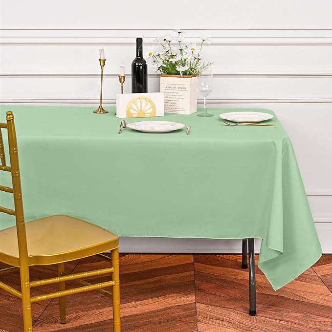 10 Pack Sage Green Rectangular Tablecloths, 60 x 126 Inch, Polyester, Wrinkle & Stain Resistant, Perfect for 8ft Tables, Wedding, Party, Banquet