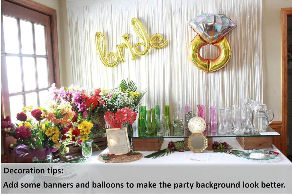 3PC White Foil Fringe Curtains Halloween Decorations, White Tinsel Backdrop Party Streamers Decorations,Foil Curtain Backdrop for Parties,Tinsel Backdrop Curtains for Party Decorations