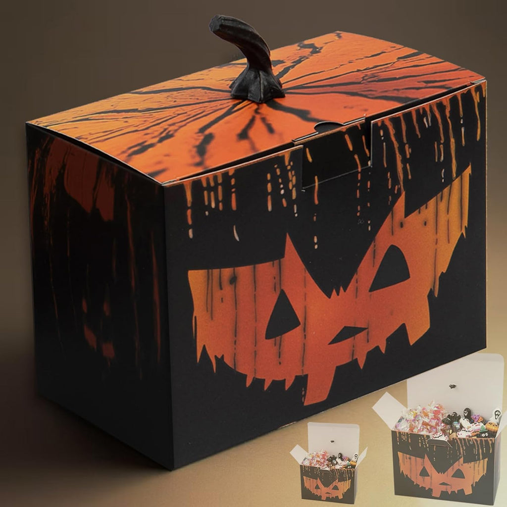 APLUSWER 20pcs Pumpkin Shaped Boxes with Simulated Stems, Large Halloween Treat Boxes Bakery Boxes Candy Boxes for Party Favors, Halloween Decor Boxes Centerpieces for Holiday Birthday Gifts