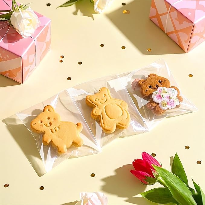 PigPotParty 2"x3" Cellophane Cookie Bags Self Sealing, 100 Pcs Clear Plastic Treat Individual Cookie Bags with seal, Perfect for Goodies, Party Favors, Snacks, Gift Wrapping