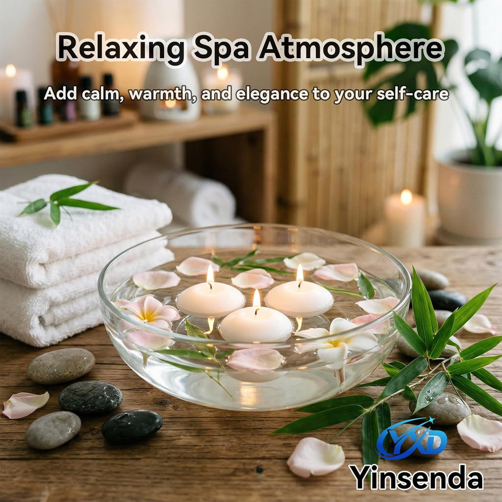 12 Pack White Floating Candles - 3 Inch Unscented Round Candles, 7-9 Hrs Long Burning for Cylinder Vases, Wedding Centerpieces, Parties & Bath Décor