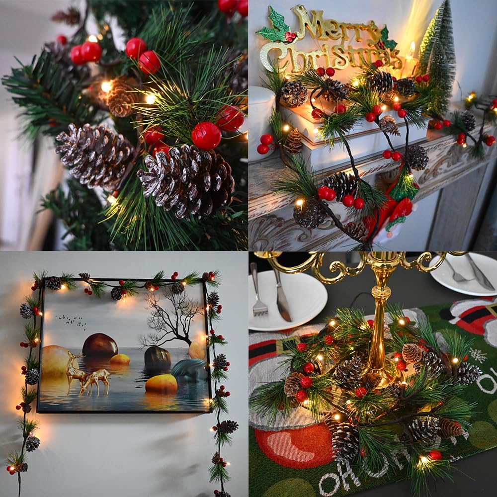 christmas garland lights 6.56ft holiday prelit garlands pine, package contents