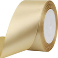 Champagne Solid Satin Ribbon 2 Inch 25 Yards Solid Polyester Fabric Ribbon for Gift Wrapping Wedding Christmas Baby Shower Birthday Party Decoration Handmade Immortal Flower Craft