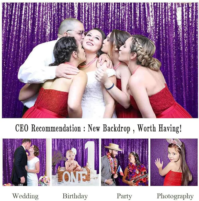 ShinyBeauty Sequin Backdrop 8ftx10ft Royal Purple Sequin Fabric Drapes Sparkle Backdrops for Photoshoot Glitter Curtain for Birthday Party Background