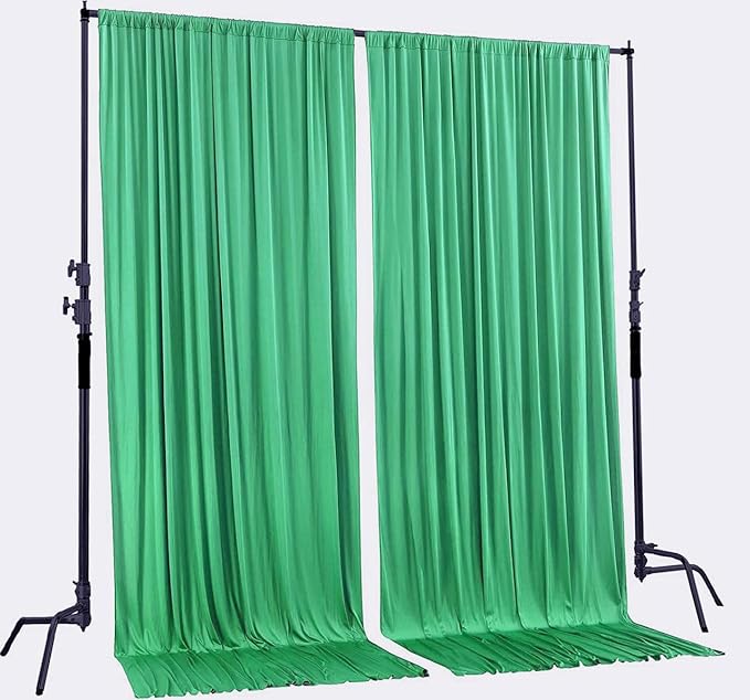AK TRADING CO. 10 feet x 10 feet Polyester Backdrop Drapes Curtains Panels with Rod Pockets - Wedding Ceremony Party Home Window Decorations - Kelly Green