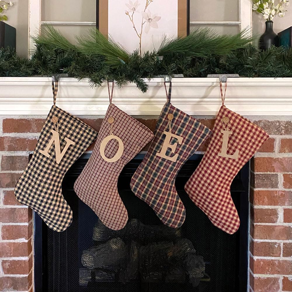 Marilee Home 18" Primitive Black 5 Quilted Stocking with Personalized Charm