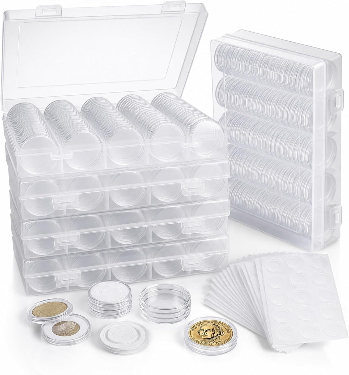 APACALI 500 PCS Coin Capsules Holders for Collectors, 30mm Clear Plastic Coin...