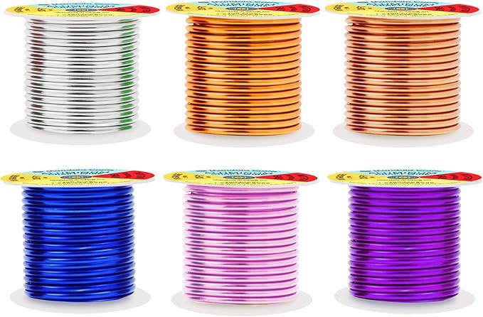 Mandala Crafts 10 Gauge Anodized Aluminum Craft Wire for Jewelry Making - 120 FT Colored Flexible Silver Copper Gold True Blue Purple Pink Wire - Bendable for Bonsai Armature Crafting Sculpting
