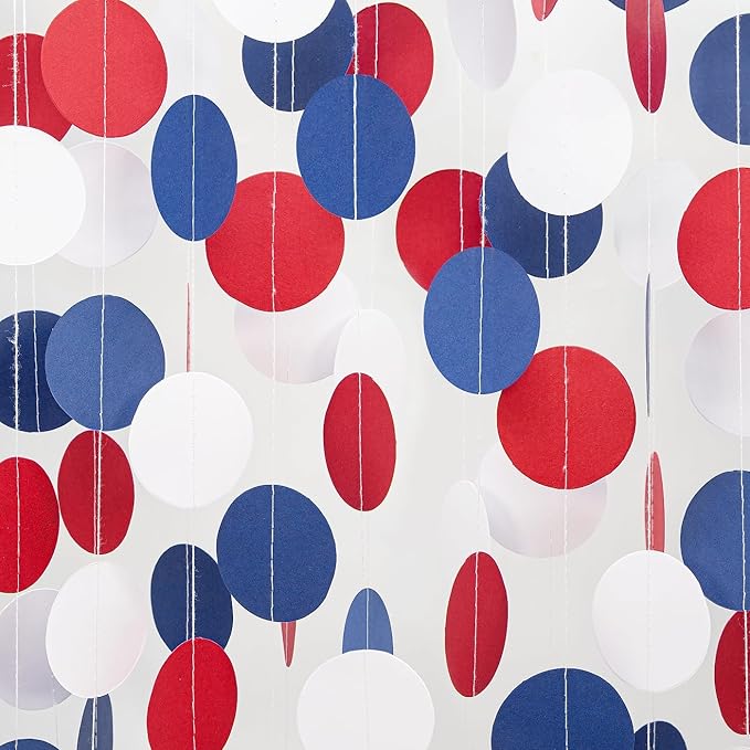 Red White Blue Party Decorations - 52Ft Paper Streamers Birthday Garland National Day Patriotic American Theme Labor Day Decor HongTongTong