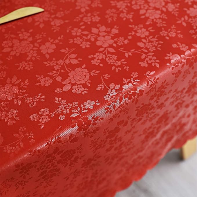 Smiry Square Table Cloth, Waterproof Heavy Duty Vinyl Tablecloths, Wipeable Washable Table Cover for Kitchen and Dining Room (Red, 54" X 54")