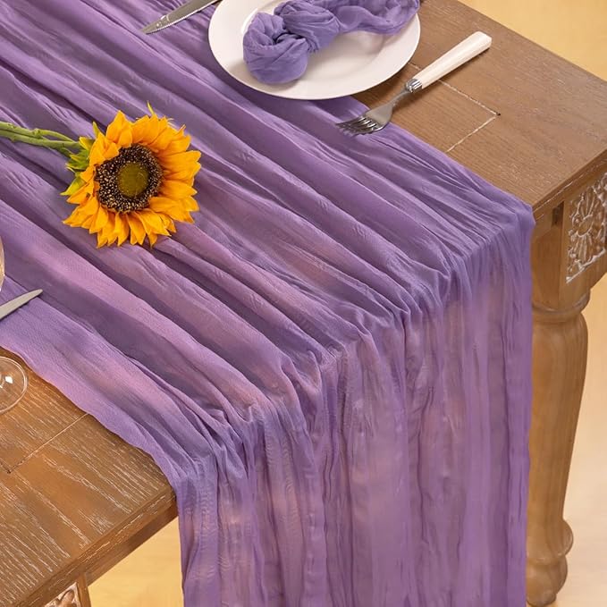Lavender Purple Cheesecloth Table Runner Fall Table Runner Boho Gauze 120 Inches Cheese Cloth Fall Table Decorations for Thanksgiving Wedding Bridal Baby Shower Birthday Garden Party
